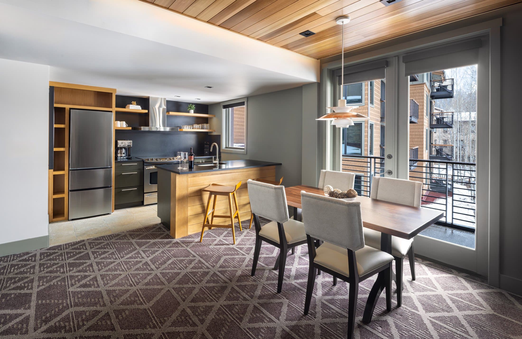 Living Room with fire place and exterior view