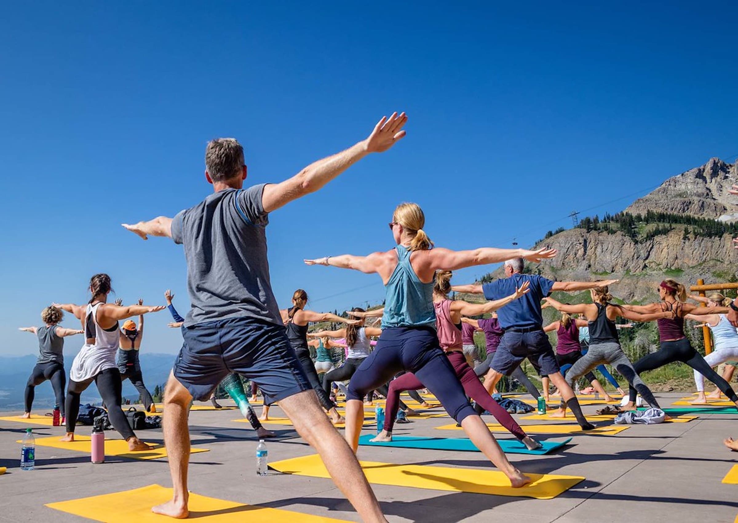 Outdoor yoga class in Jackson Hole