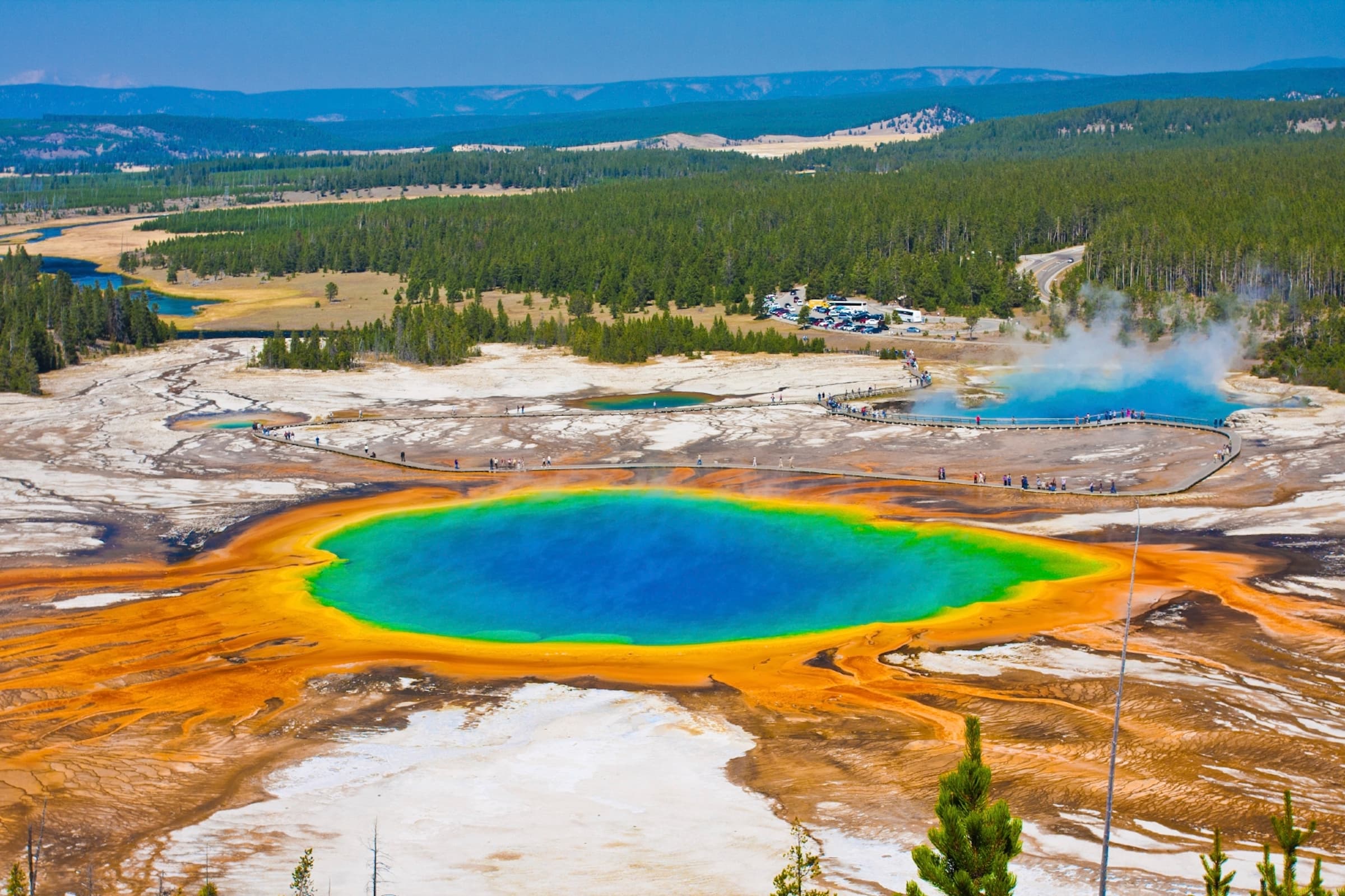 A group enjoying Yellowstone National Park.