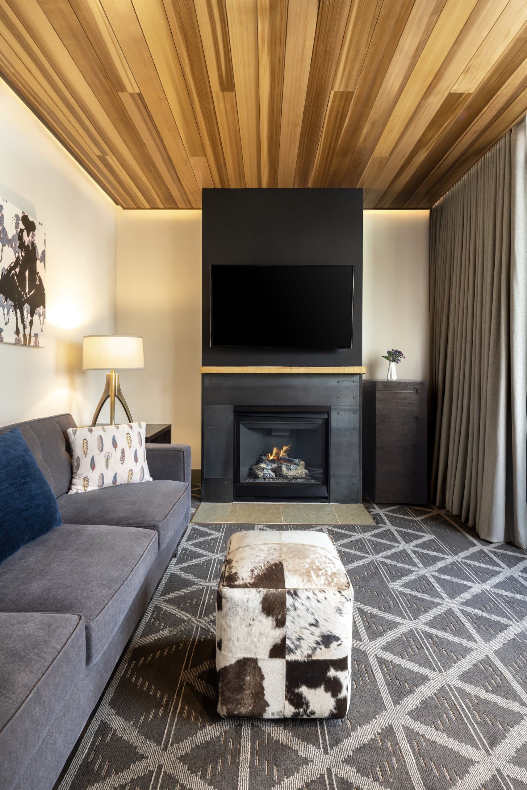 JR Suite Living Room with a Fireplace at Hotel Terra