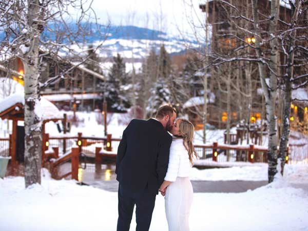 Bride And Groom In The Snow In Teton Village.