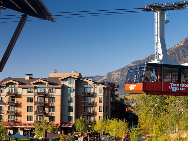 Jackson Hole Tram In Front Of Hotel Terra.