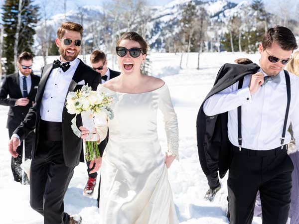 Wedding Party In The Snow.