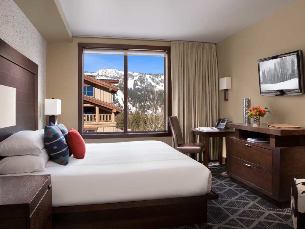 Guest Room with King bed and mountain view in Jackson Hole, WY