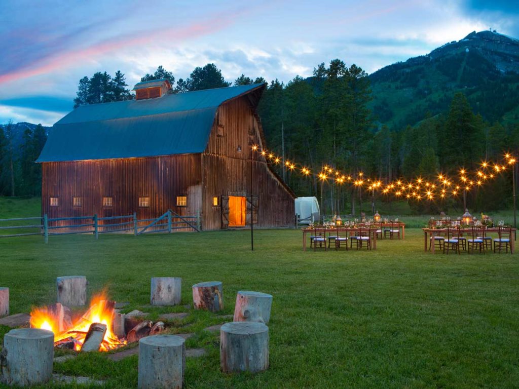 Evening event at a barn in Jackson Hole, WY