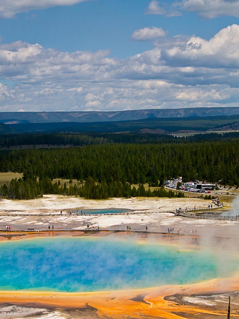 The Grand Prismatic Hotspring In Yellowstone.