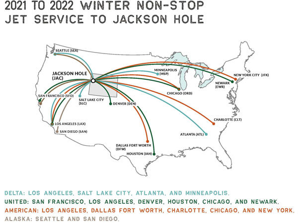 Jackson Hole Winter Flight Map.