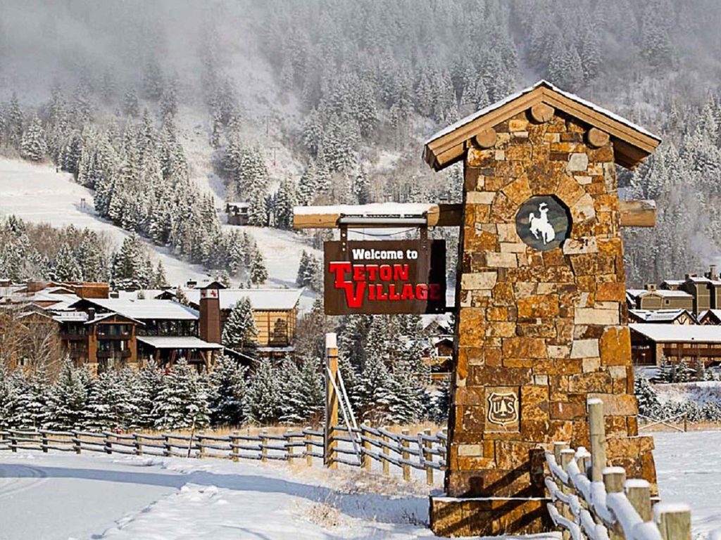 Teton Village Sign In The Snow.