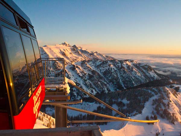 Jackson Hole Tram In The Snowy Mountains.