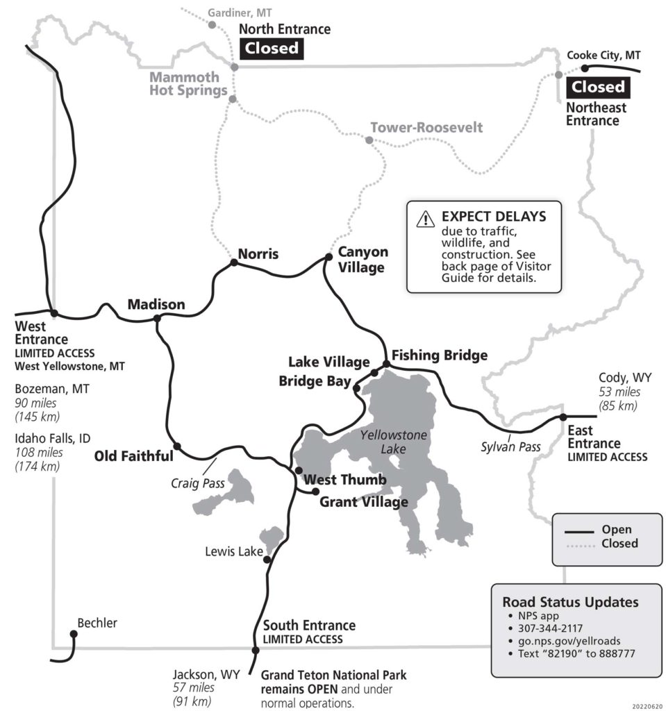 Yellowstone National Park Entrance Map.